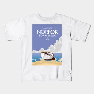 Beautiful Norfolk seaside travel poster. Kids T-Shirt